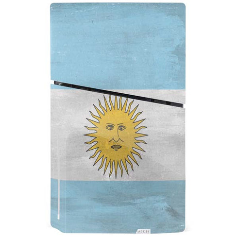 Argentina Flag Distressed PS5 Slim Disk Console Skin